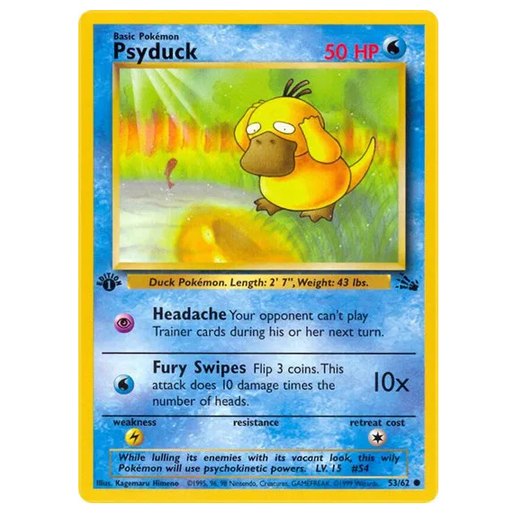 Pokemon TCG Psyduck 1st Edtion Fossil 53/62