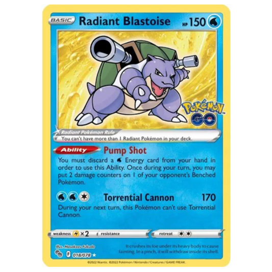 Pokemon TCG Radiant Blastoise Pokemon Go 018/078