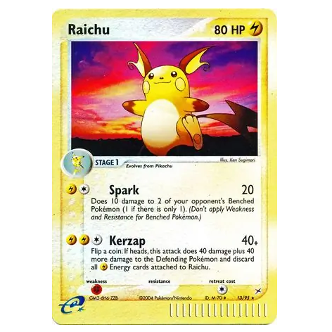 Pokemon TCG Raichu *Reverse Holo* Team Magma vs Team Aqua 13/95