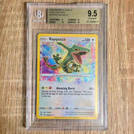 Pokemon TCG Rayquaza *Amazing Rare* Vivid Voltage 138/185 (Beckett 9.5)