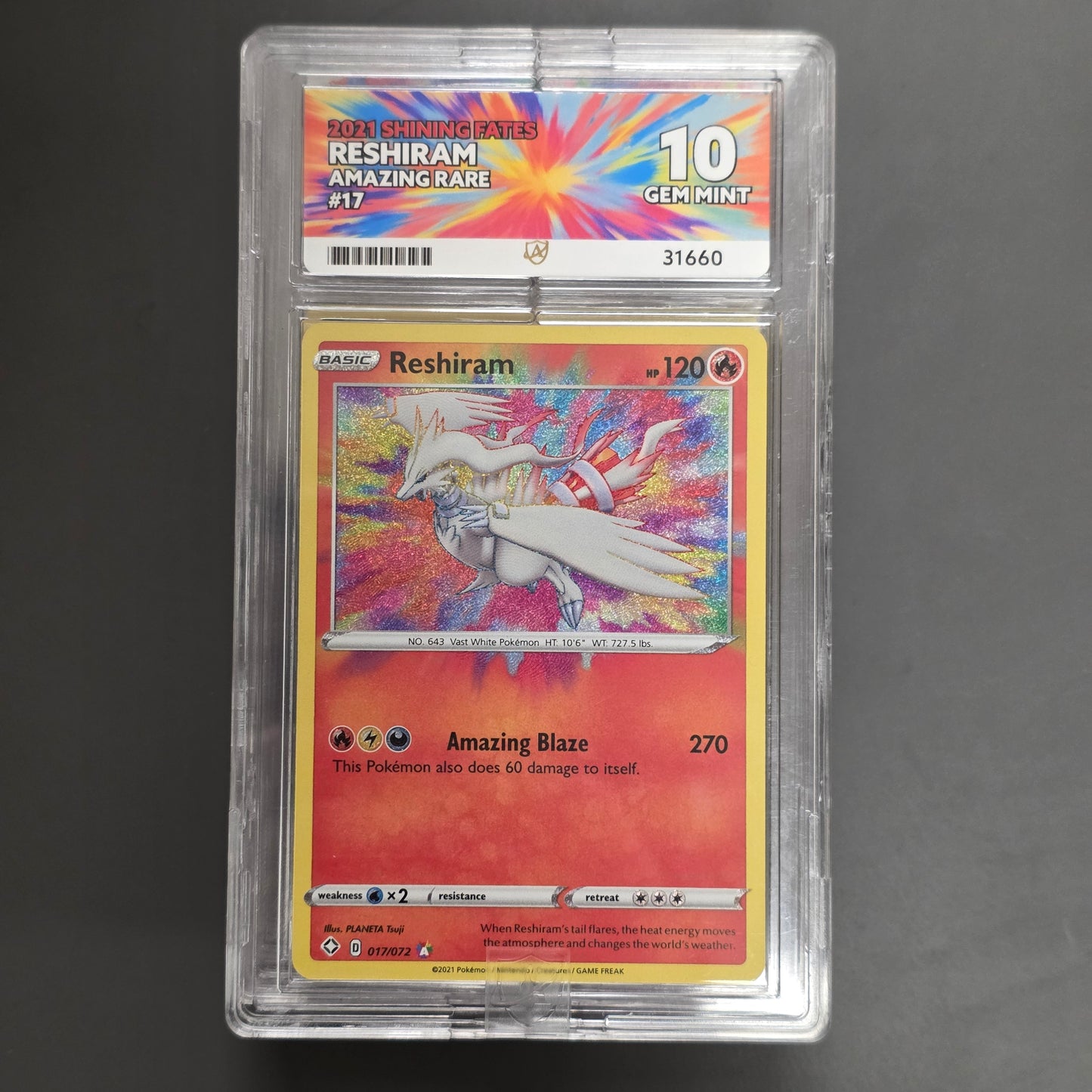 Pokemon TCG Reshiram *Amazing Rare* Shining Fates 017/072 (Ace 10)
