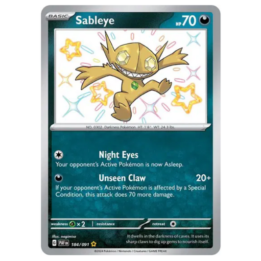 Pokemon TCG Sableye *Baby Shiny* Paldean Fates 184/091