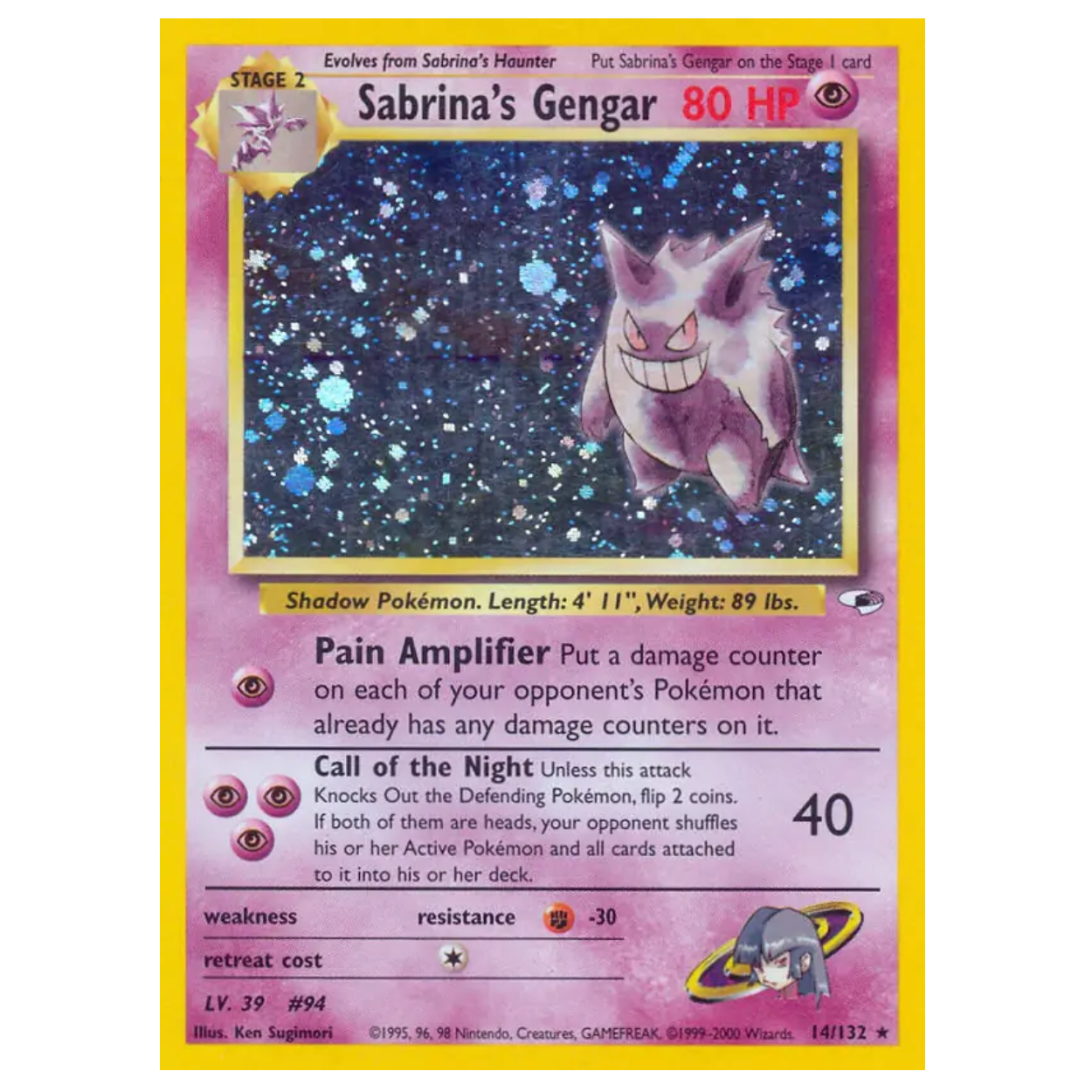 Pokemon TCG Sabrina's Gengar Gym Heroes 14/132