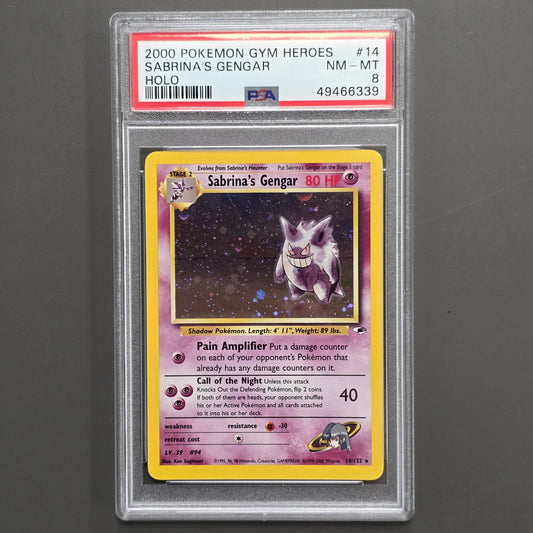 Pokemon TCG Sabrina's Gengar *Holo* Gym Heroes 14/132 (PSA 8)
