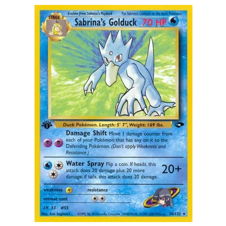Pokemon TCG Sabrina's Golduck 1st Edition Gym Challenge 30/132