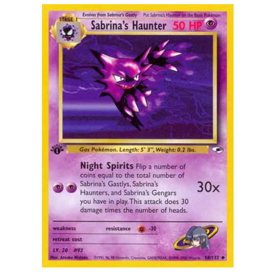 Pokemon TCG Sabrina's Haunter 1st Edition Gym Heroes 58/132