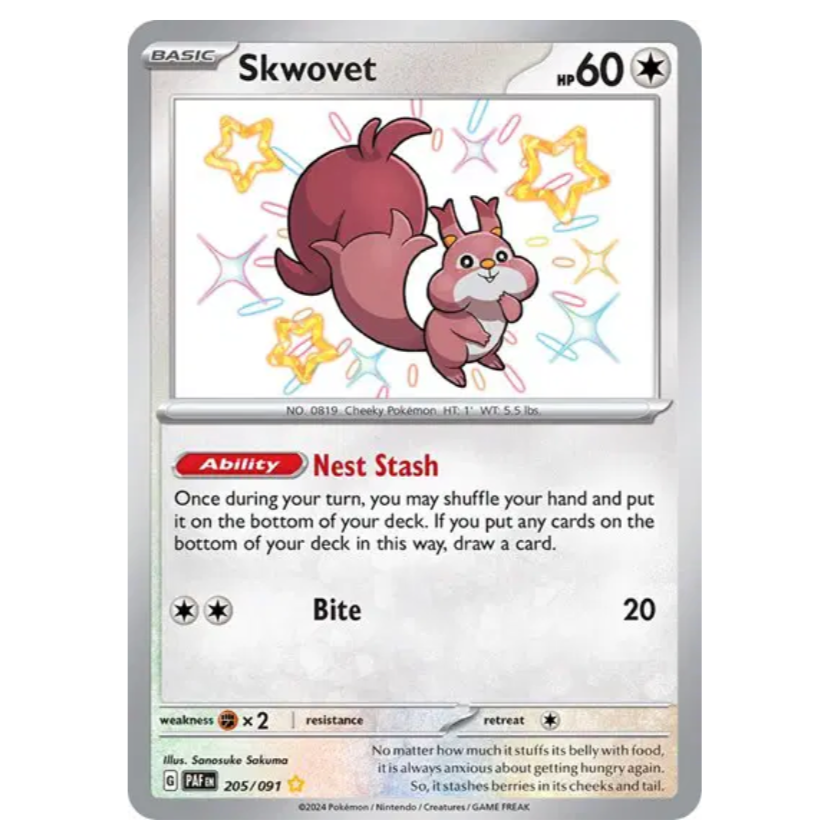 Pokemon TCG Skwovet *Baby Shiny* Paldean Fates 205/091