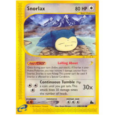 Pokemon TCG Snorlax *Reverse Holo* Skyridge 100/144