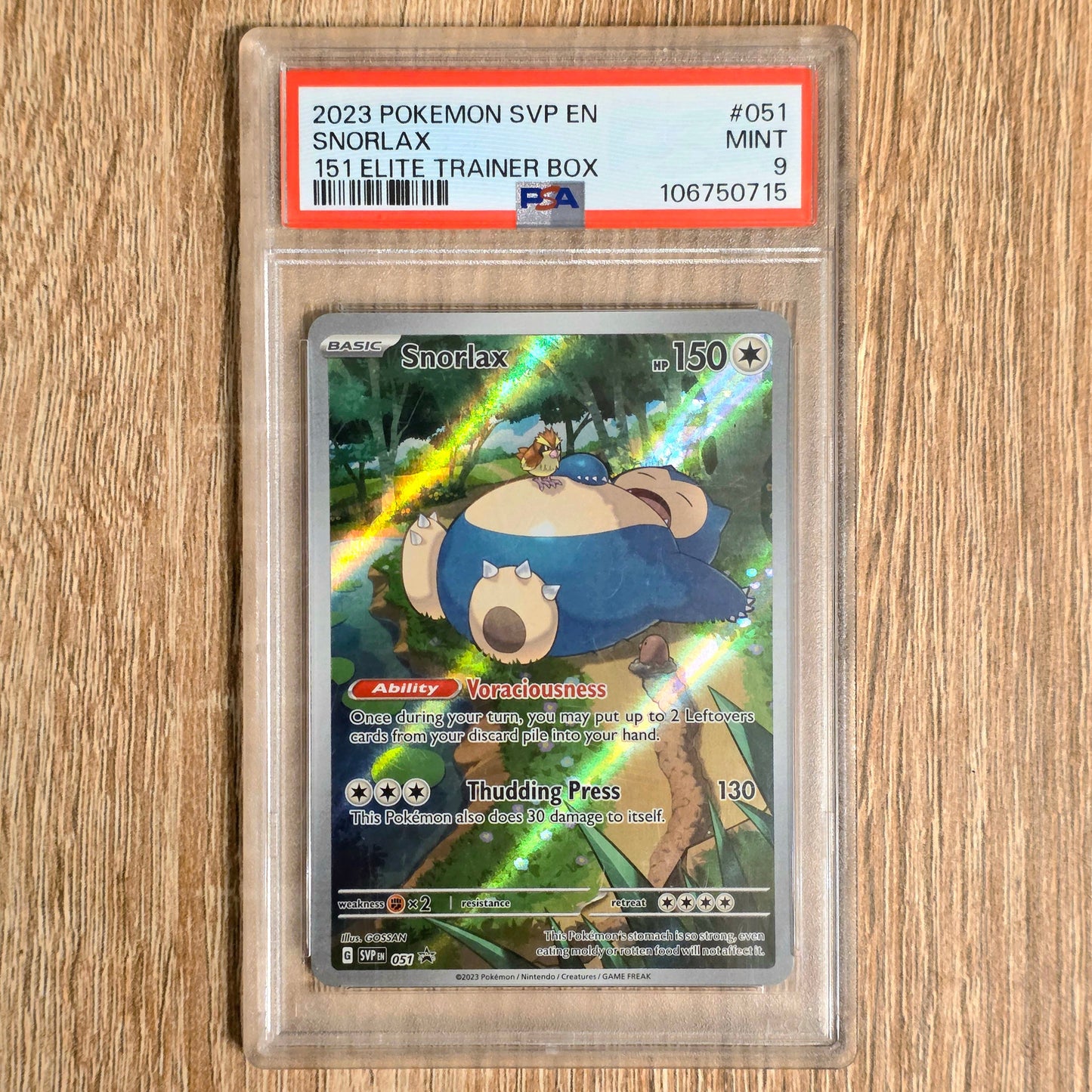 Pokemon TCG Snorlax Scarlet & Violet Promo 051 (PSA 9)