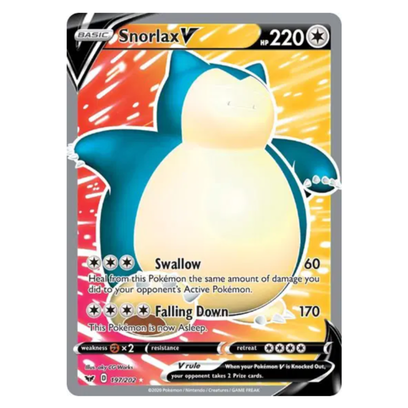 Pokemon TCG Snorlax V Sword & Shield 197/202
