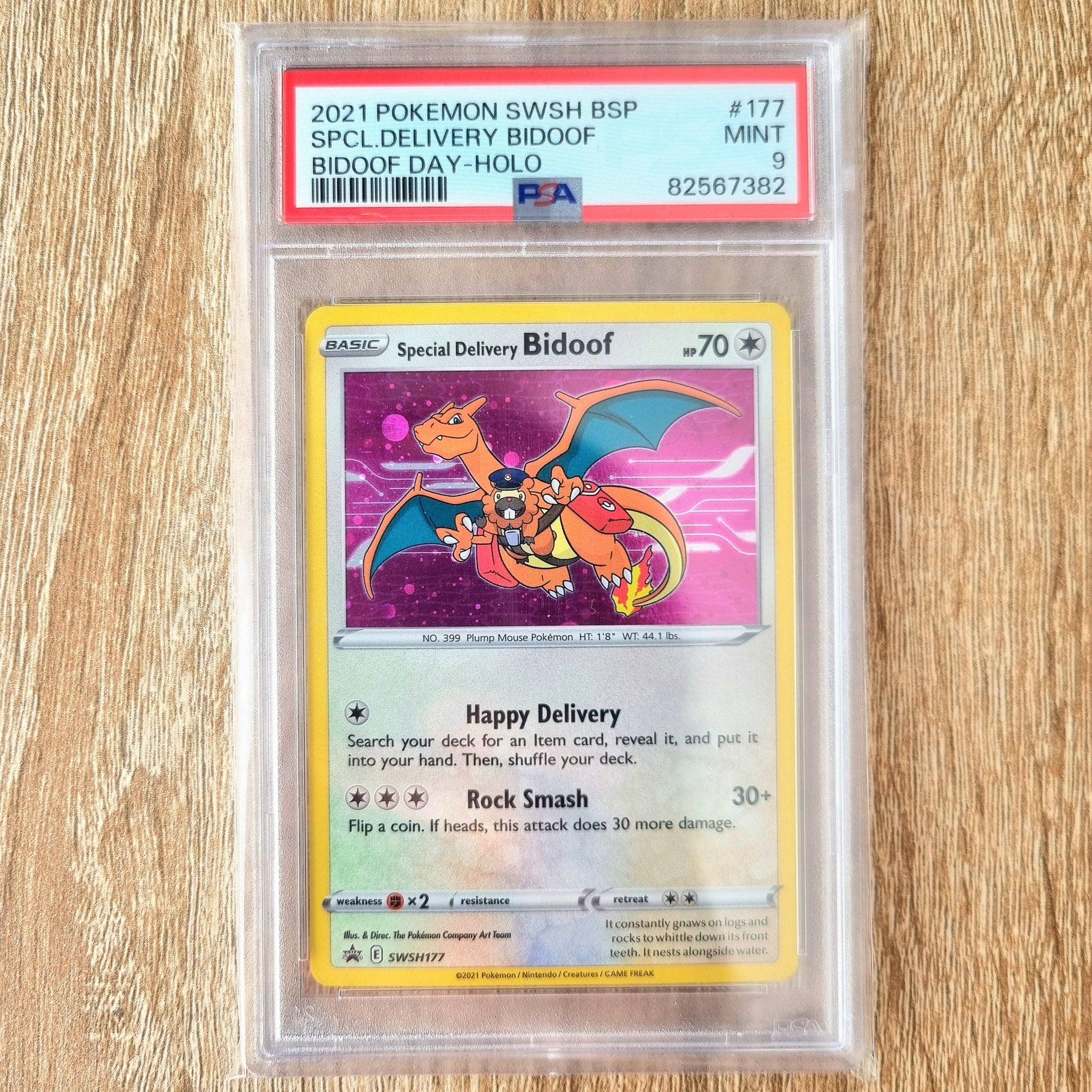 Pokemon TCG Special Delivery Bidoof Promo SWSH177 (PSA 9)