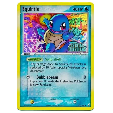 Pokemon TCG Squirtle *Reverse Holo* EX Crystal Guardians 64/100