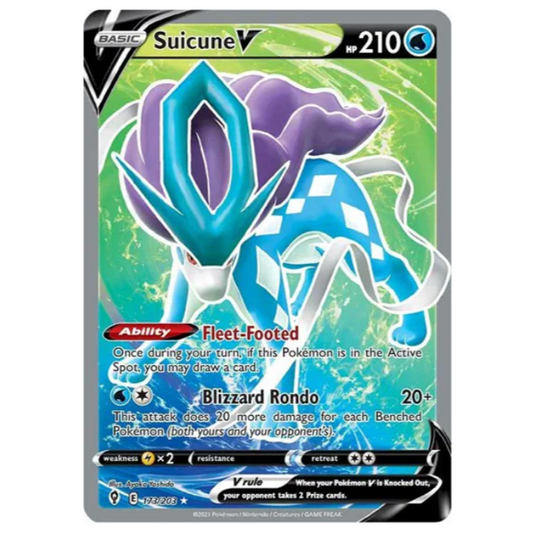 Pokemon TCG Suicune V Evolving Skies 173/203