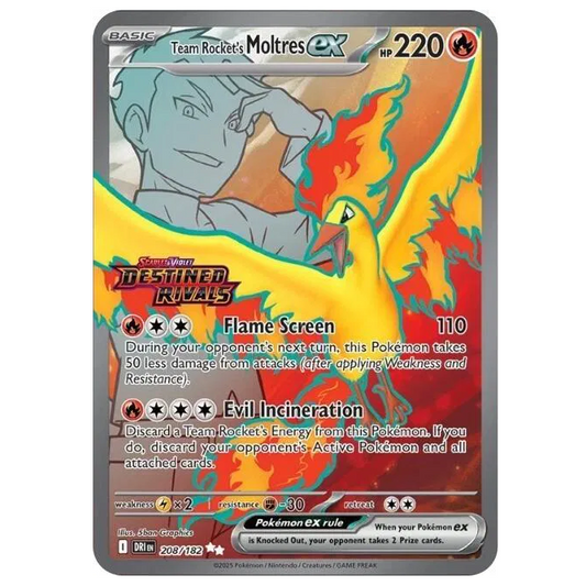 Pokemon TCG Team Rocket's Moltres ex Destined Rivals 208/182 *Stamped*