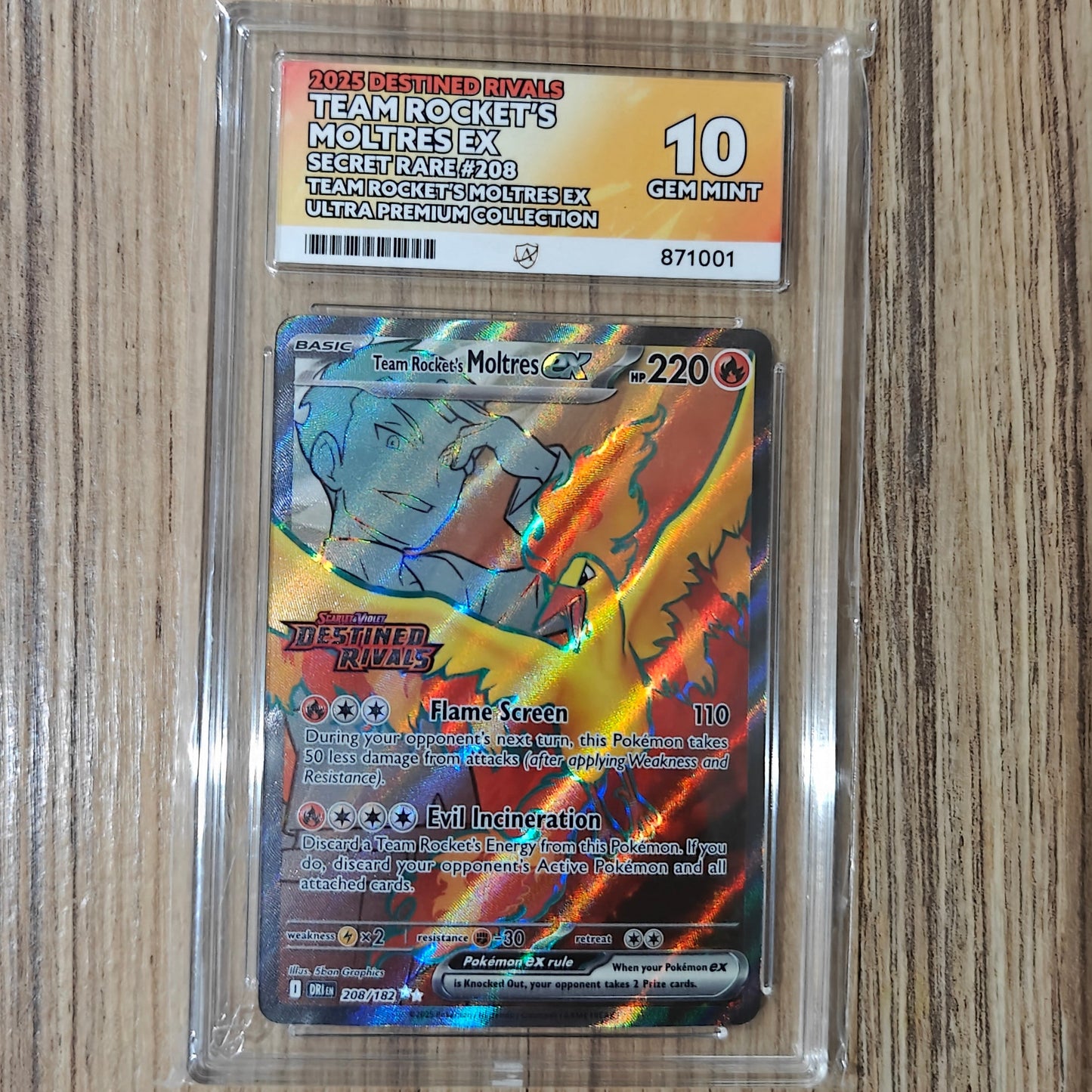Pokemon TCG Team Rocket's Moltres ex Destined Rivals 208/182 *Stamped* (ACE 10)