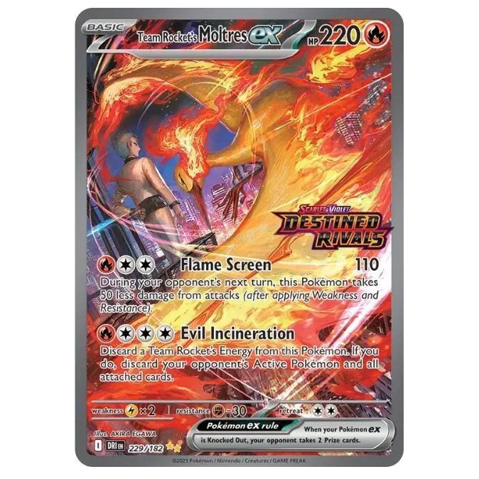 Pokemon TCG Team Rocket's Moltres ex Destined Rivals 229/182 *Stamped*
