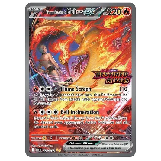 Pokemon TCG Team Rocket's Moltres ex Destined Rivals 229/182 *Stamped*