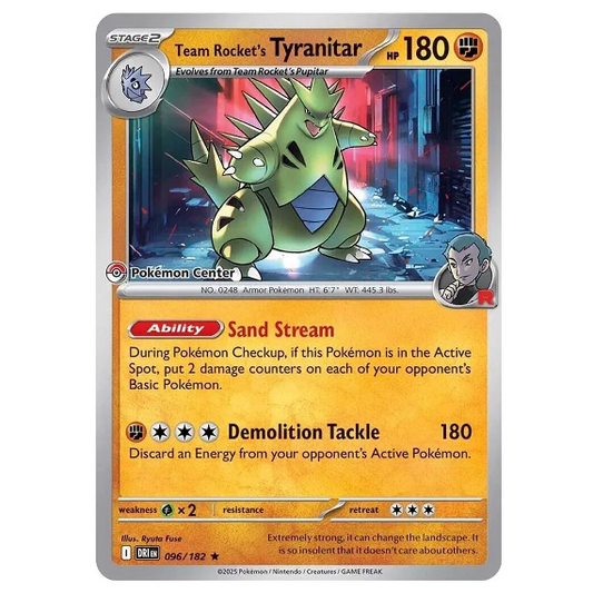 Pokemon TCG Team Rocket's Tyranitar *Pokemon Centre* Promo 096/182 *Sealed*