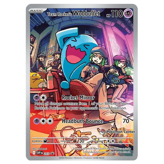 Pokemon TCG Team Rocket's Wobbuffet *Pokemon Centre Stamped* Promo 203