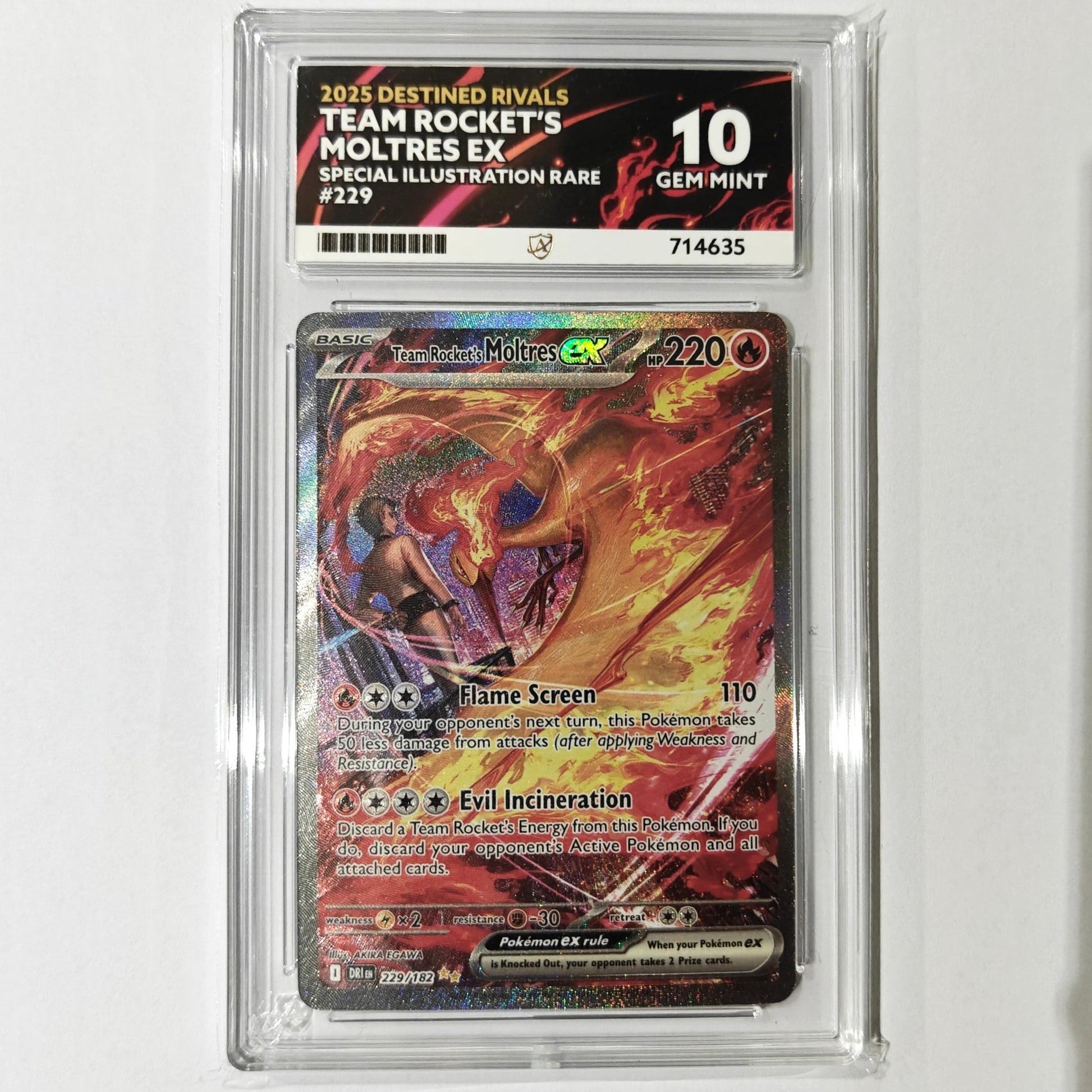 Pokemon TCG Team Rockets Moltres Destined Rivels 229/182 ACE 10