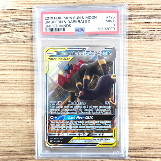 Pokemon TCG Umbreon & Darkrai GX Tag Team Unified Minds 125/236 PSA 9