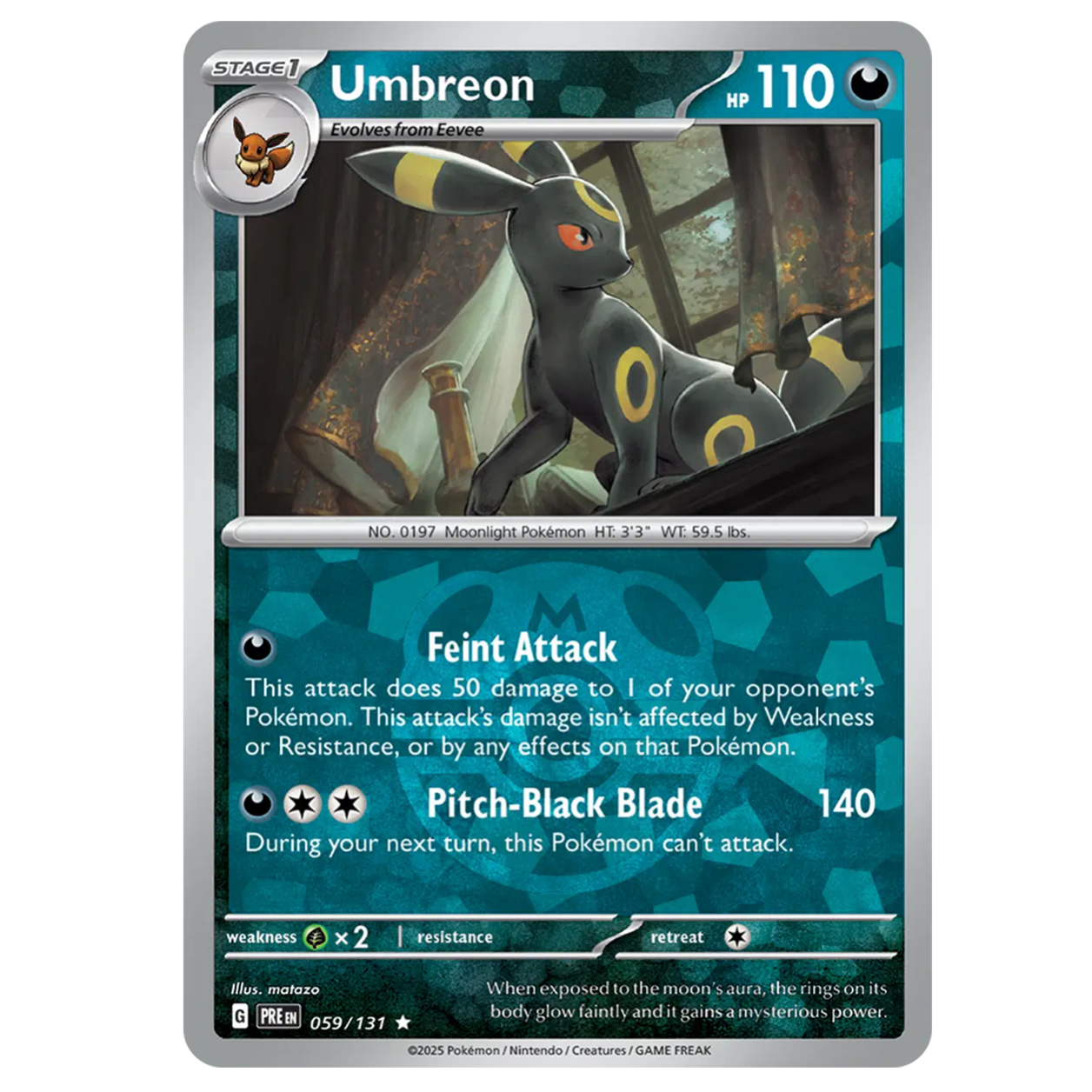 Pokemon TCG Umbreon Masterball Prismatic Evolutions 059/131 .