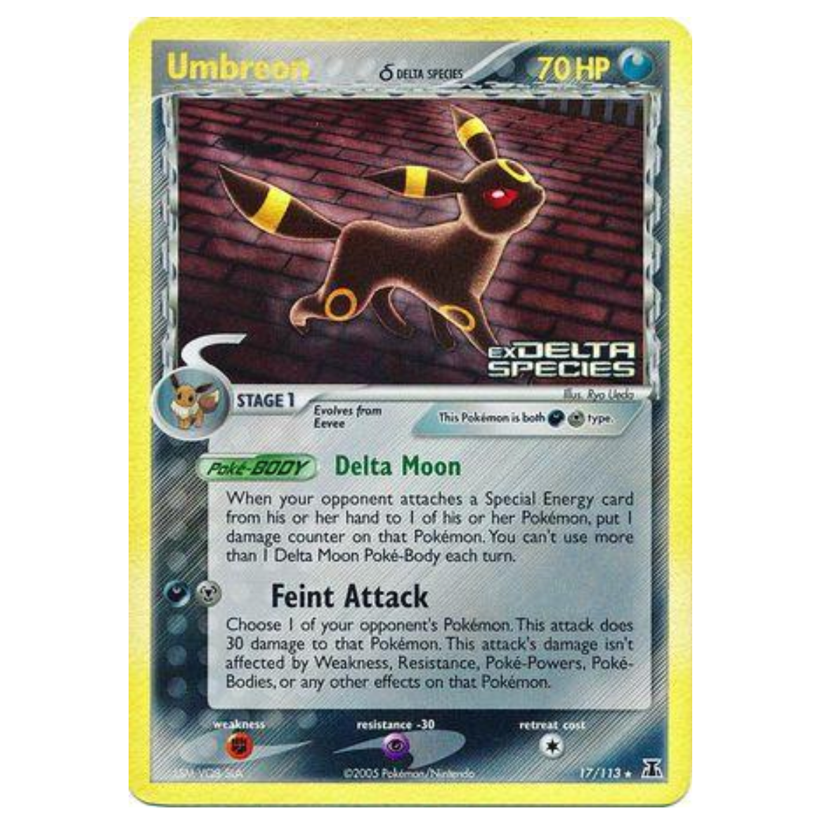 Pokemon TCG Umbreon *Reverse Holo* EX Delta Species 17/113