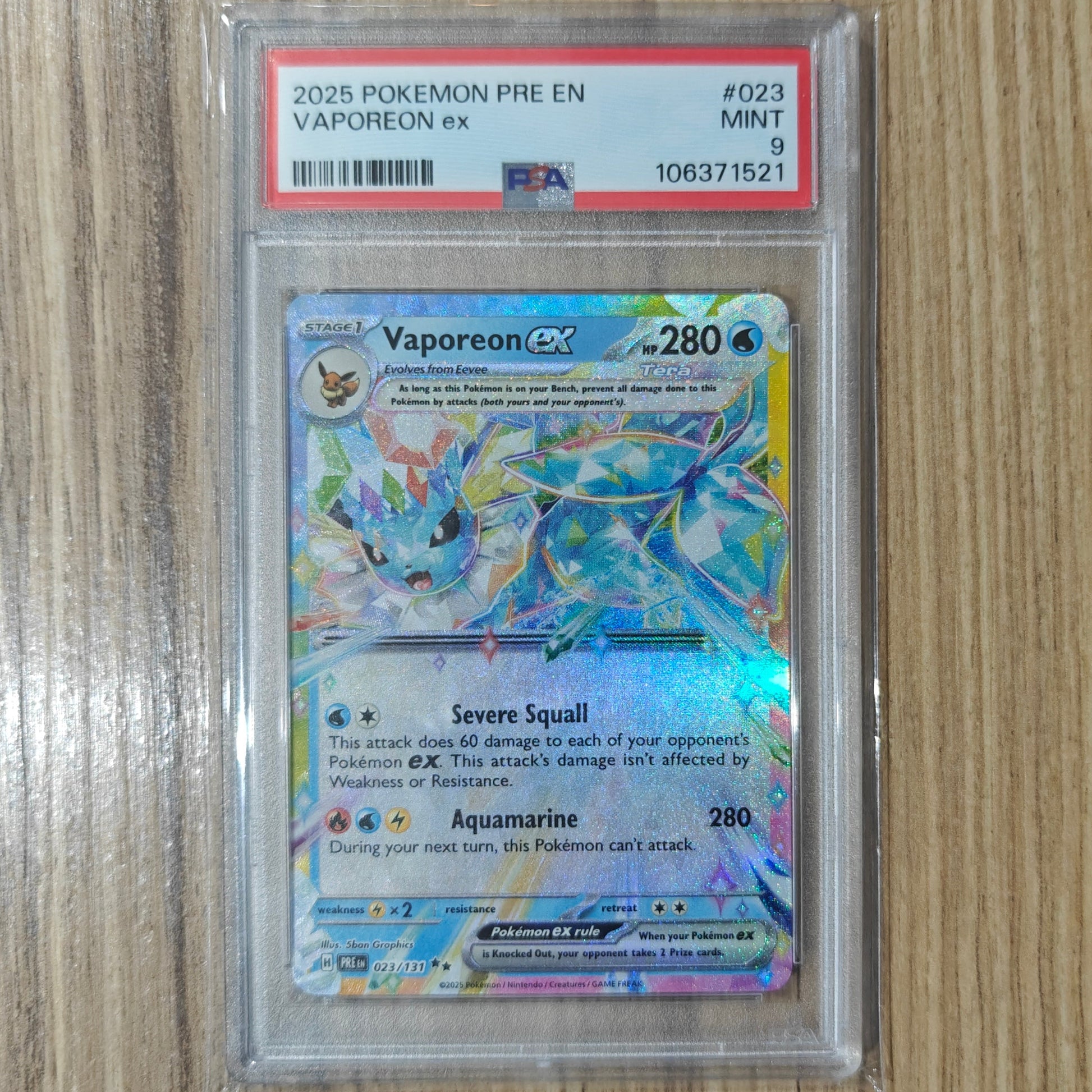 Pokemon TCG Vaporeon ex Prismatic Evolutions Stamp 023/131 (PSA 9)
