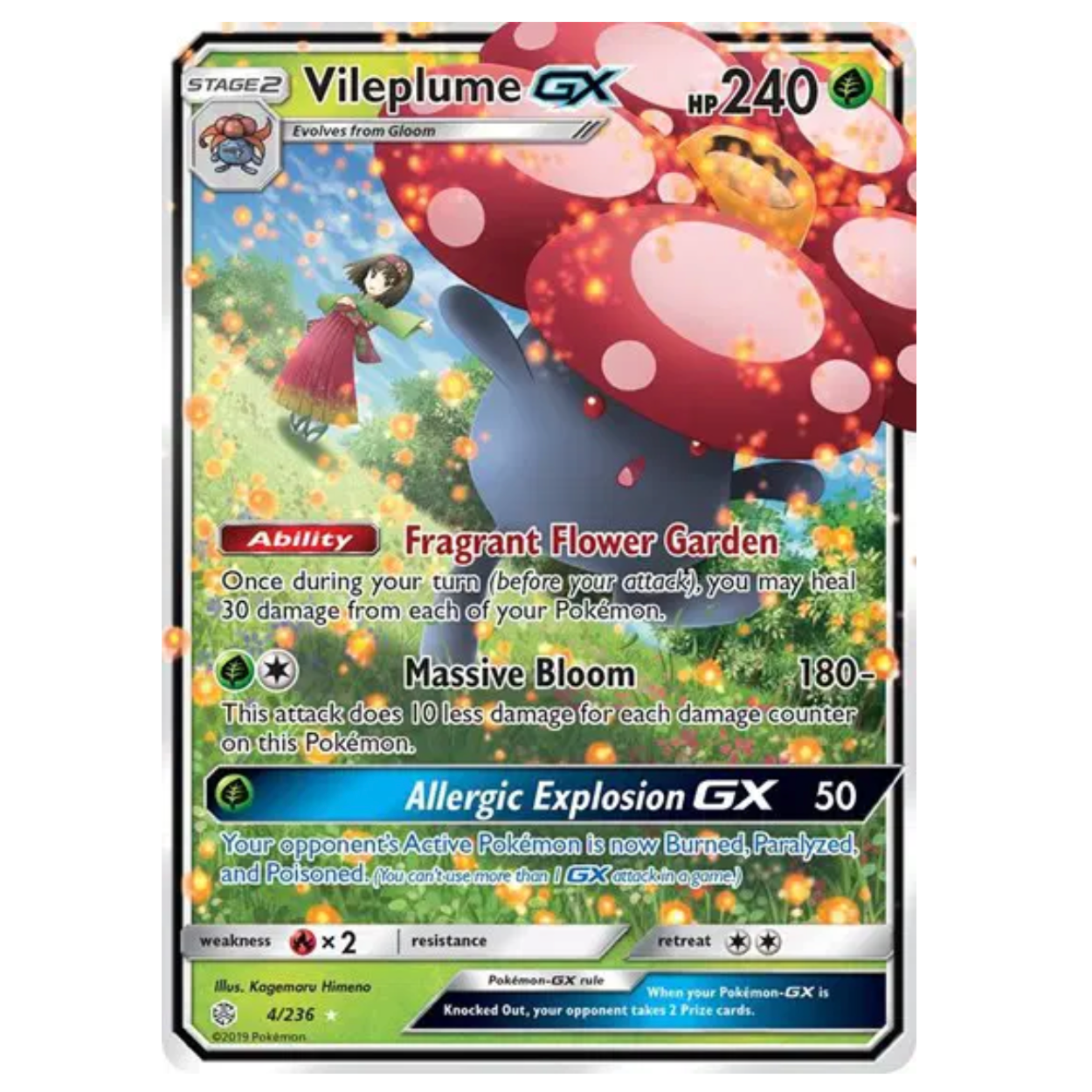 Pokemon TCG Vileplume GX Cosmic Eclipse 4/236