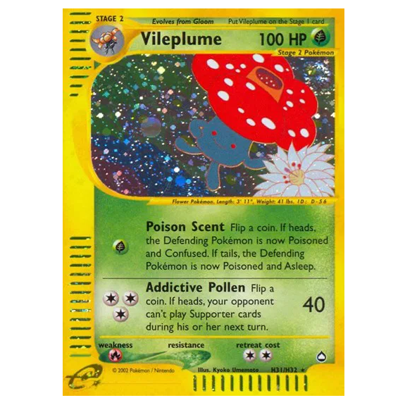 Pokemon TCG Vileplume *Holo* Aquapolis H31/H32