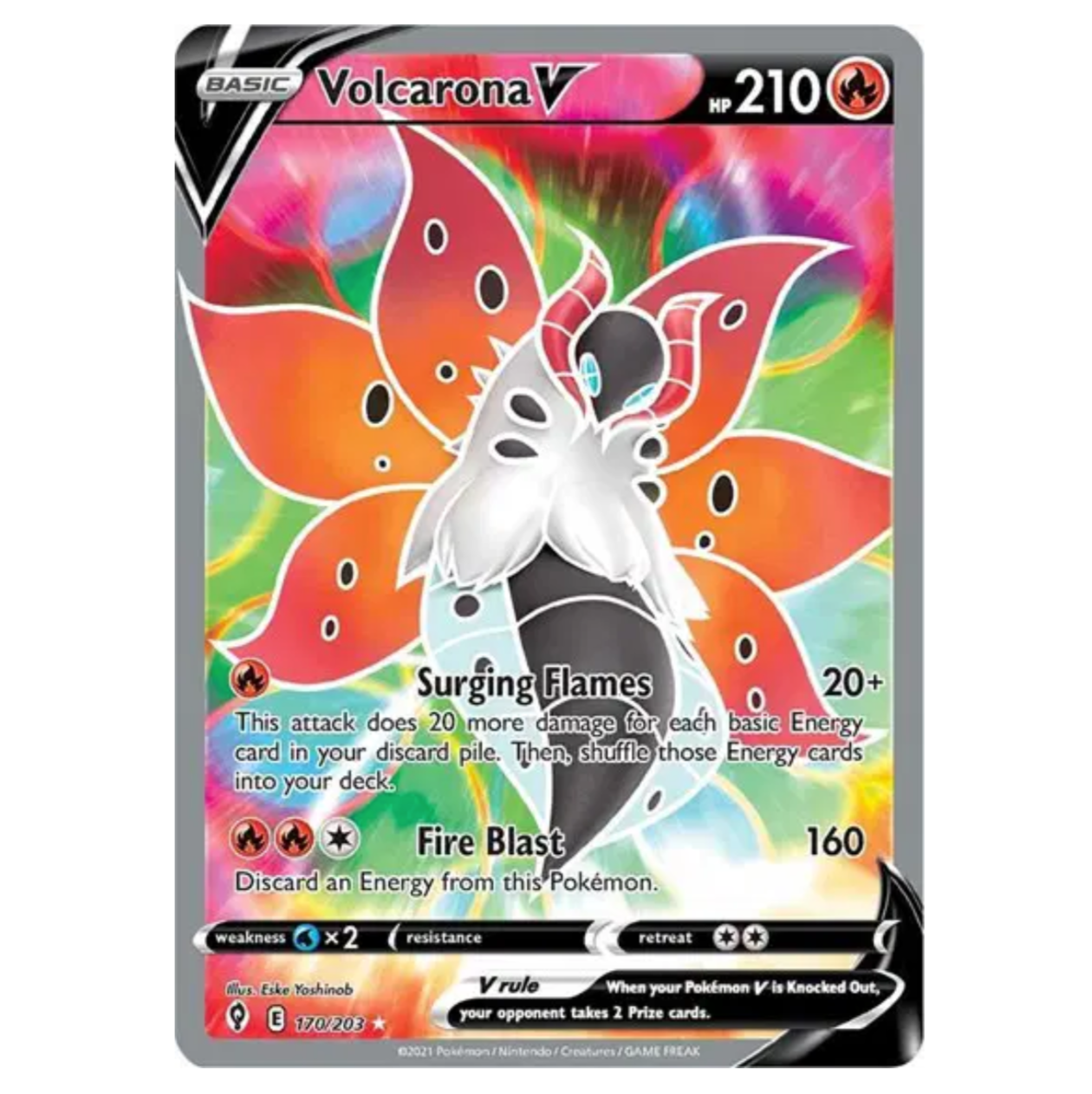 Pokemon TCG Volcarona V Evolving Skies V 170/203