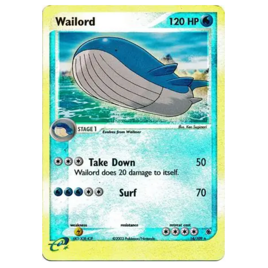 Pokemon TCG Wailord *Reverse Holo* EX Ruby & Sapphire 14/109