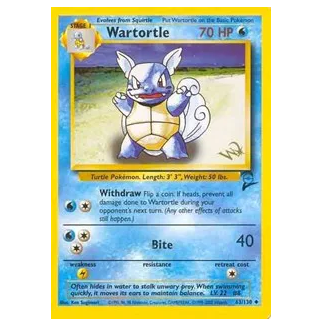 Pokemon TCG Wartortle *Wizards Stamp* Base Set 2 63/130