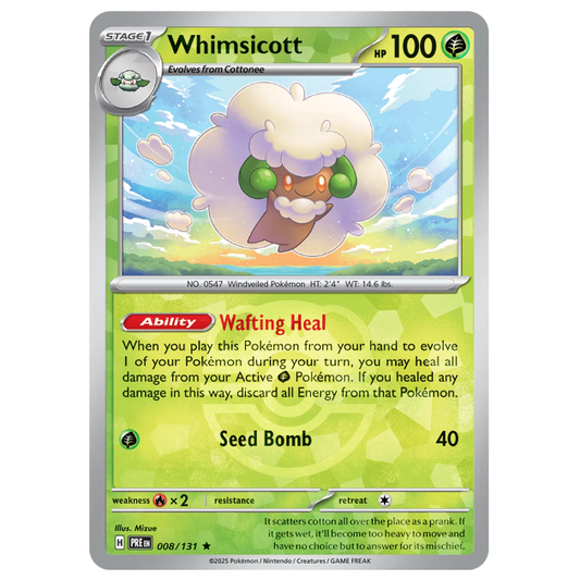Pokemon TCG Whimsicott *Master Ball* Prismatic Evolution 008/131