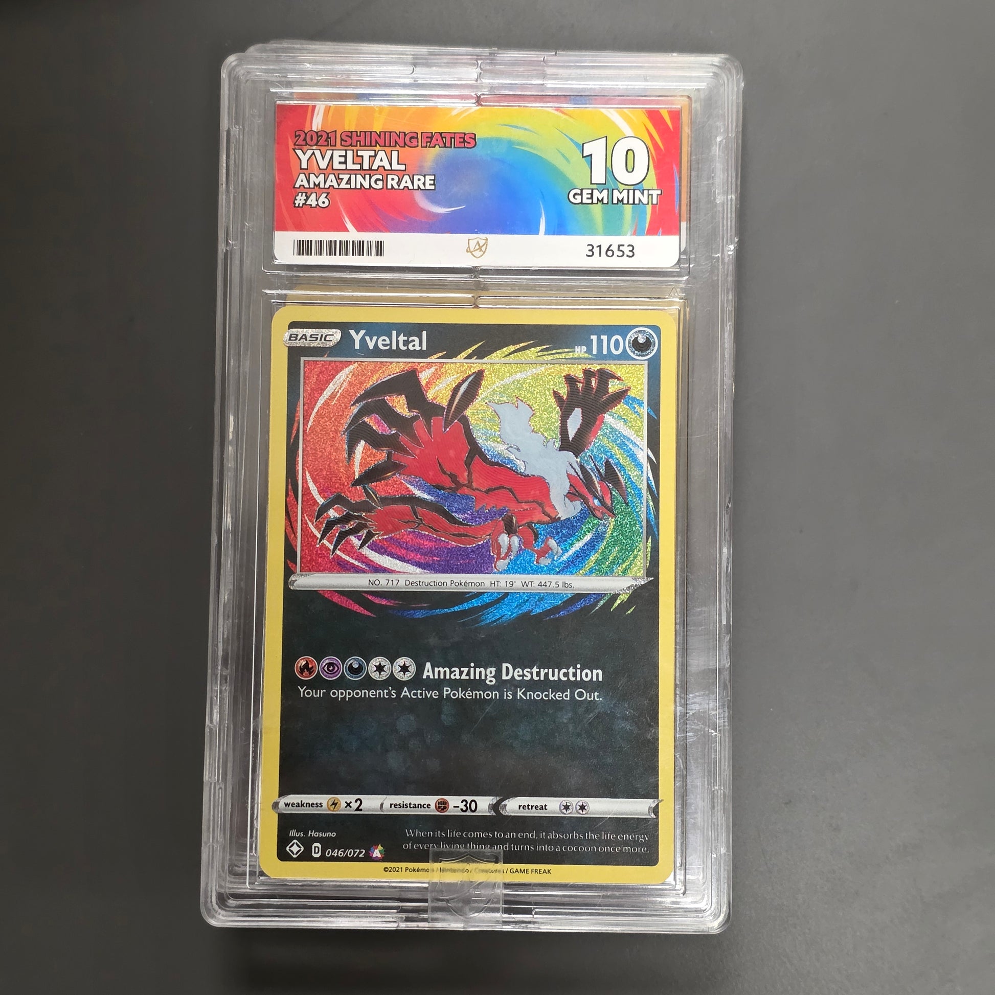 Pokemon TCG Yveltal *Amazing Rare* Shining Fates 046/072 (Ace 10)