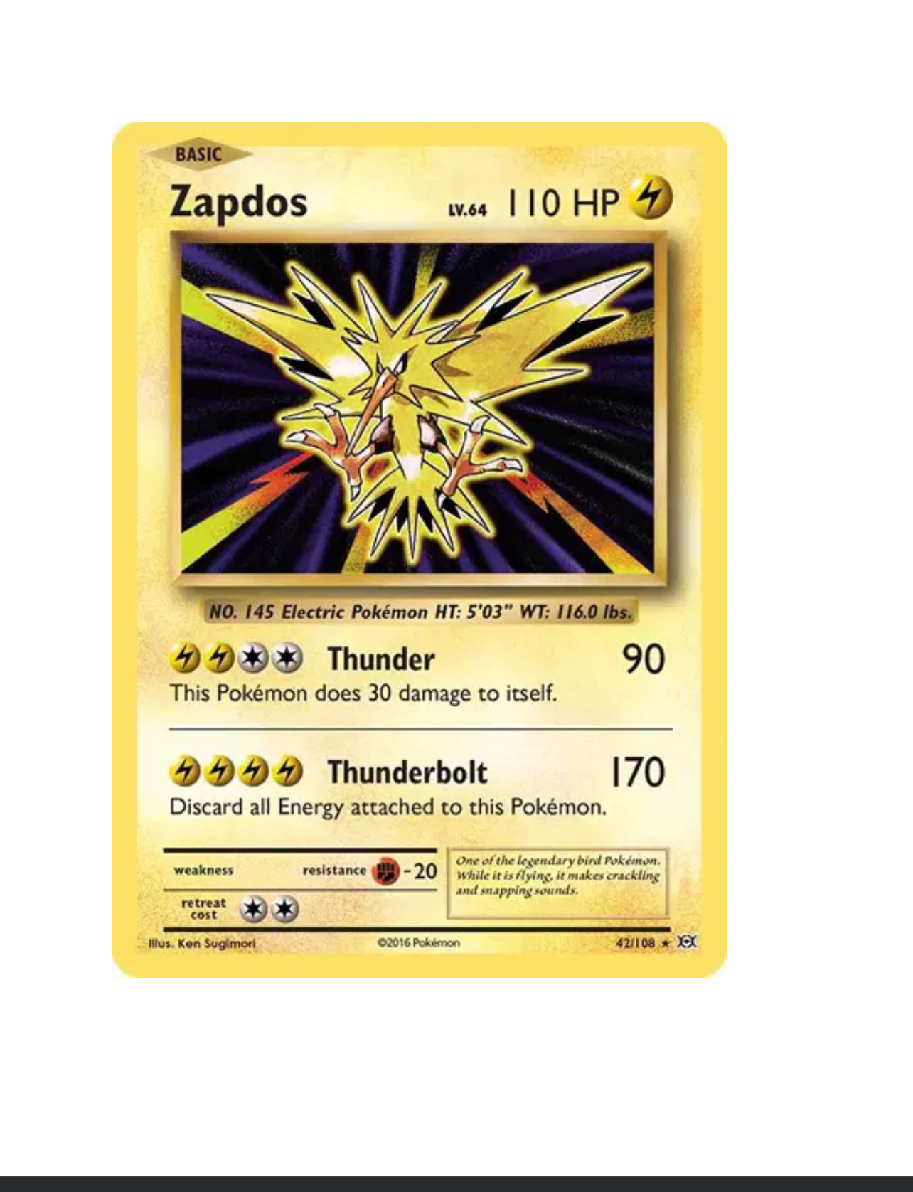 Pokemon TCG Zapdos *Holo* Evolutions 42/108