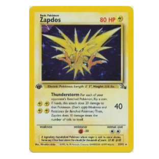 Pokemon TCG Zapdos *Holo* Fossil 15/62