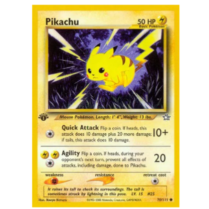 Pokemon TCG Pikachu 1st Edition Neo Genesis 70/111