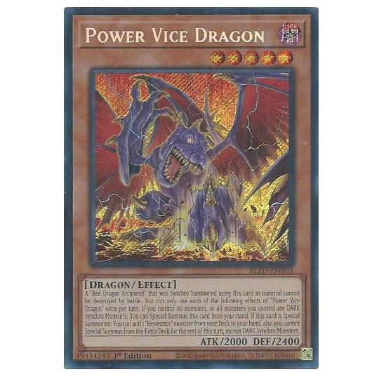 Yu-Gi-Oh! TCG Power Vice Dragon *Secret Rare* Blazing Dominion BLZD-EN002