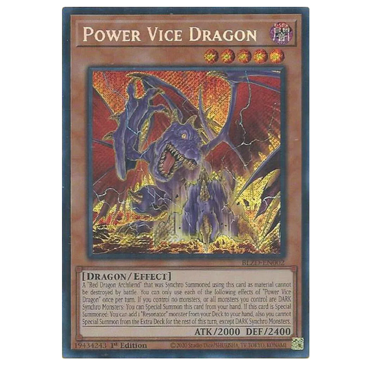 Yu-Gi-Oh! TCG Power Vice Dragon *Secret Rare* Blazing Dominion BLZD-EN002