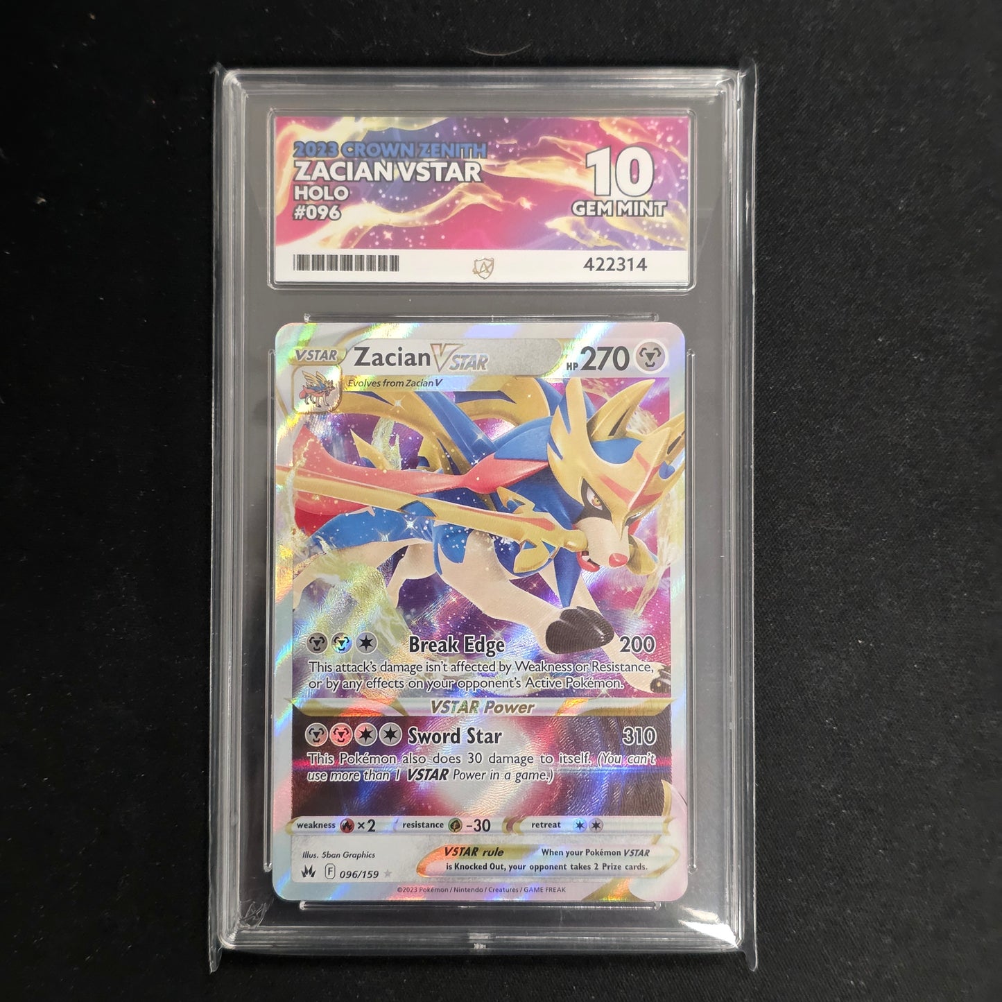 Pokemon TCG Zacian VSTAR Crown Zenith 096/159 (Ace 10)