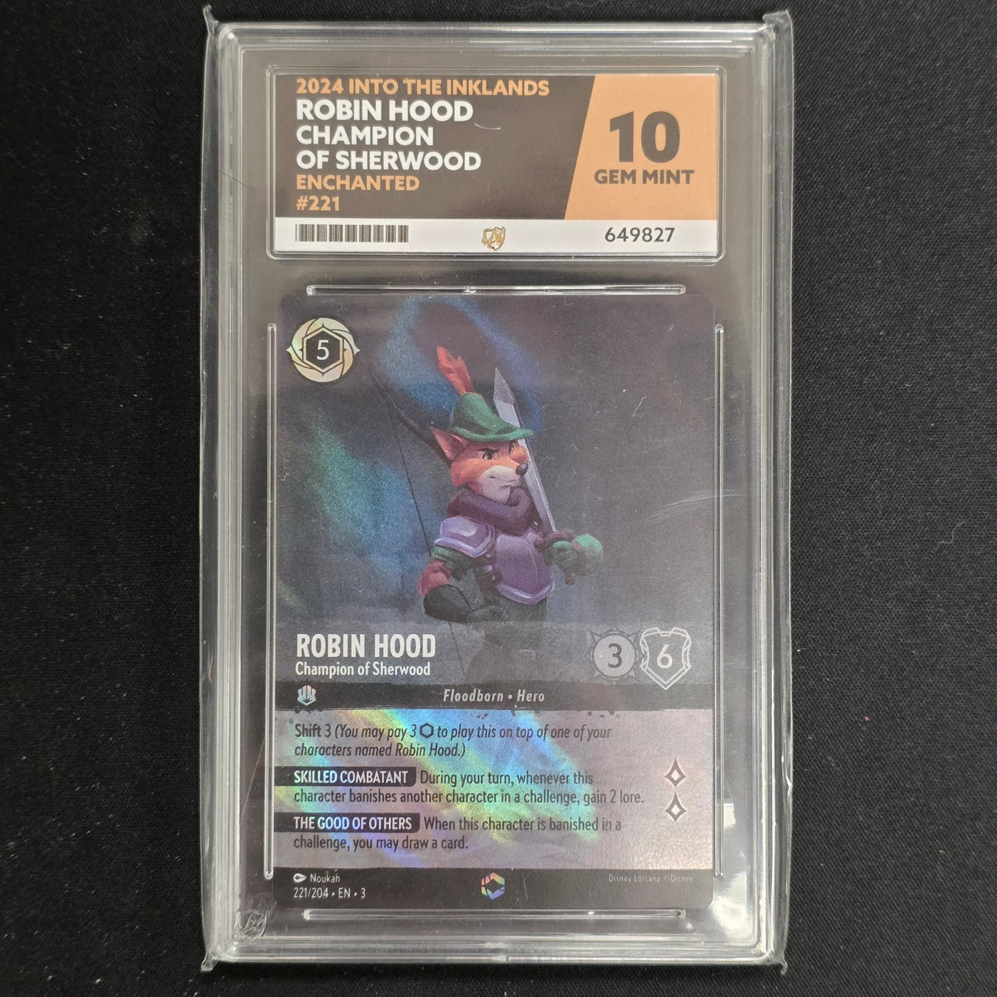 Disney Lorcana Robin Hood Champion of Sherwood *Enchanted* Into the Inklands 221/204 (Ace 10)