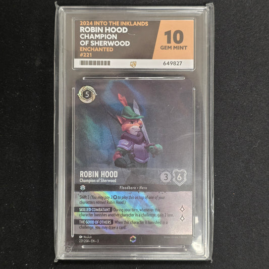 Disney Lorcana Robin Hood Champion of Sherwood *Enchanted* Into the Inklands 221/204 (Ace 10)