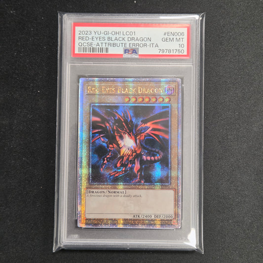 Yu-Gi-Oh! TCG Red-Eyes Black Dragon *Quarter Century Rare* LC01-EN006 (Attribute Error) (PSA 10)