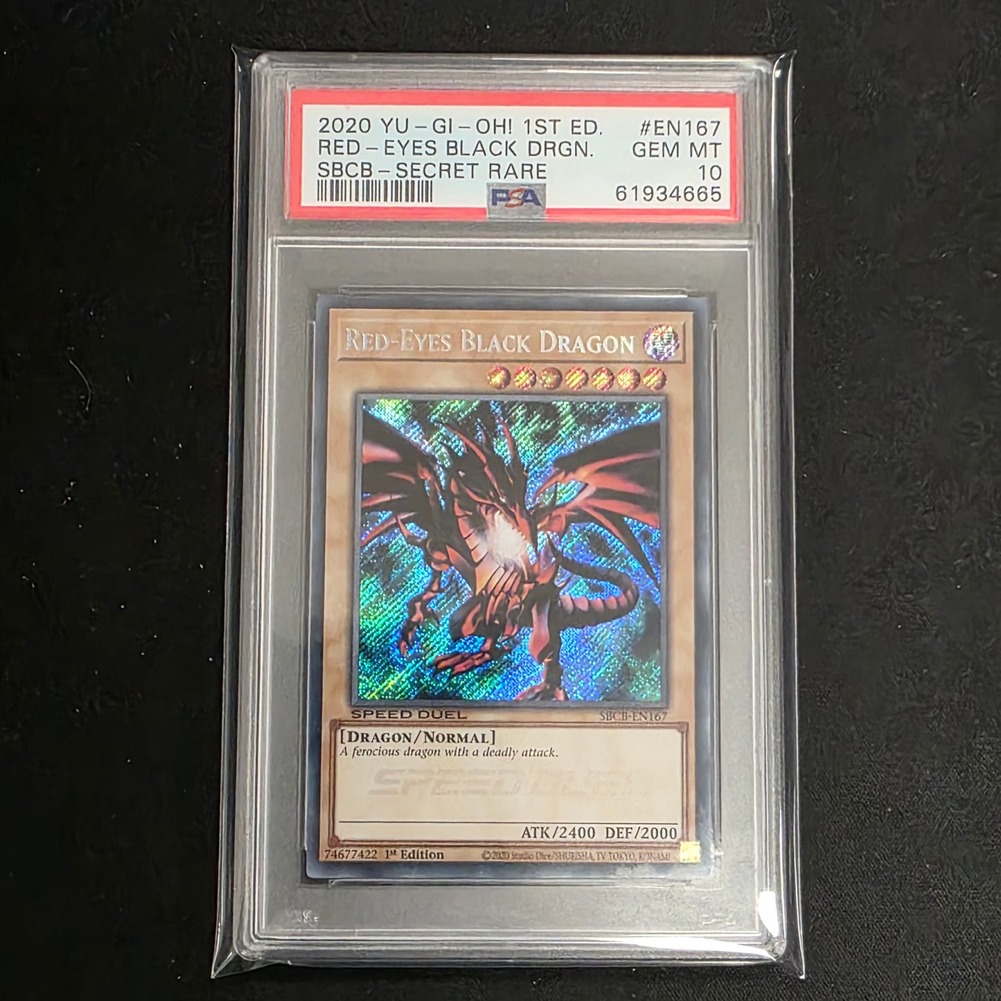 Yu-Gi-Oh! TCG Red-Eyes Black Dragon *Secret Rare* SBCB-EN167 (PSA 10)