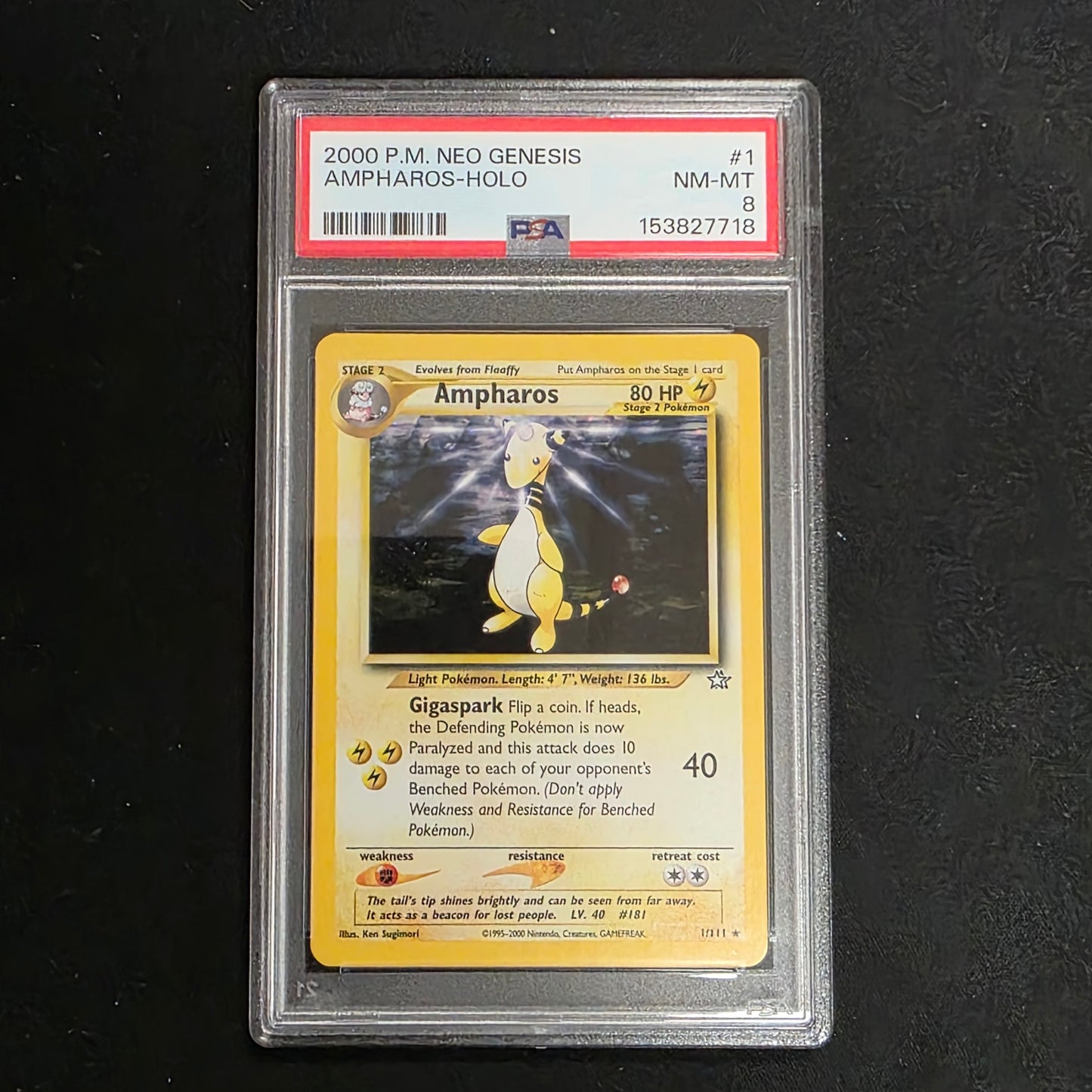 Pokemon TCG Ampharos Neo Genesis 1/111 (PSA 8)