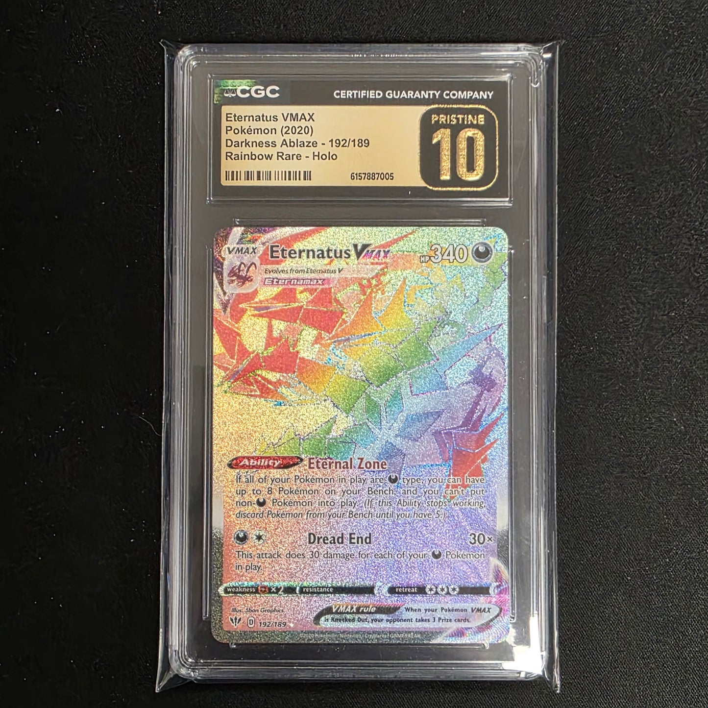 Pokemon TCG Eternatus VMAX Darkness Ablaze 192/189 (CGC Pristine 10)
