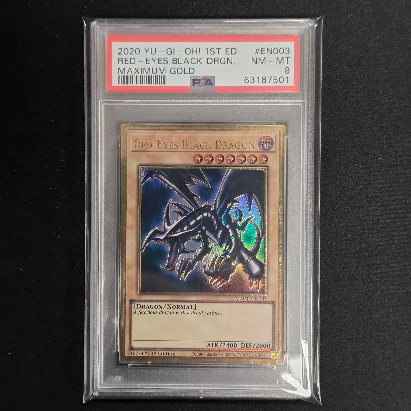 Yu-Gi-Oh! TCG Red-Eyes Black Dragon 1st Edition MAGO-EN003 (PSA 8)