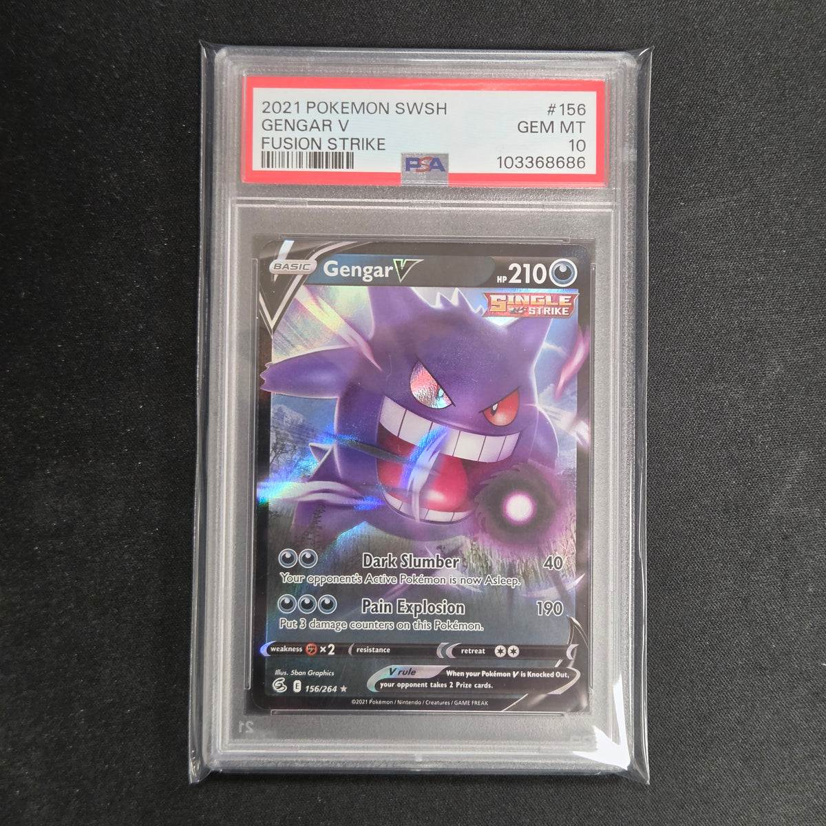 Pokemon TCG Gengar V Fusion Strike 156/264 (PSA 10)