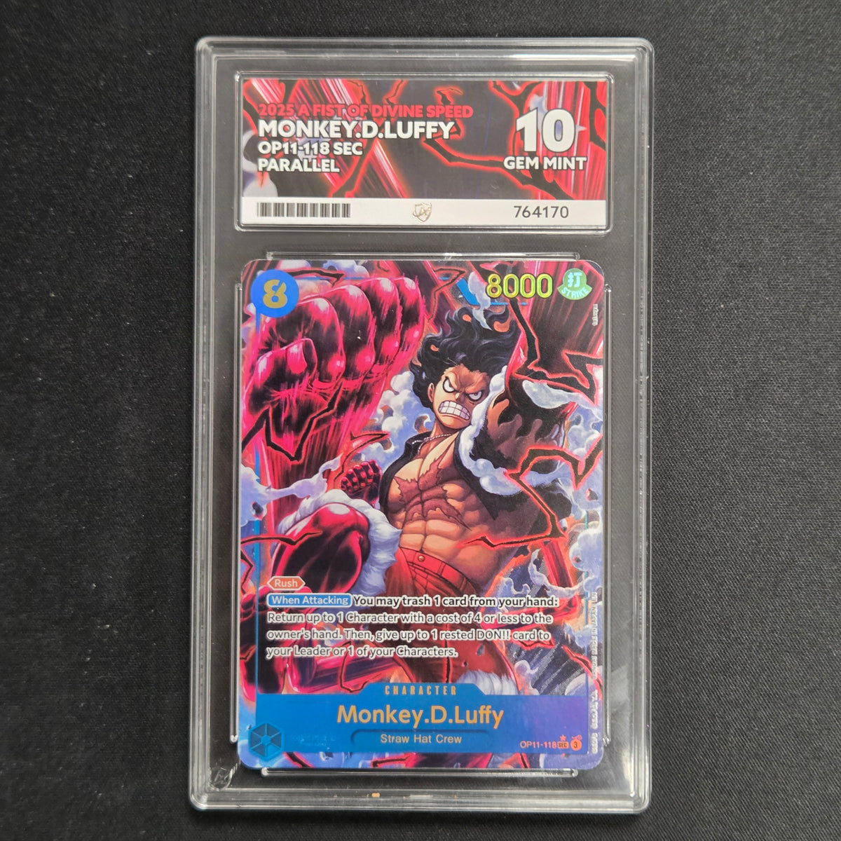 One Piece CG Monkey.D.Luffy *Alternate Art* A Fist of Divine Speed OP11-118 (Ace 10)